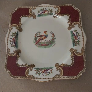 Vintage Myott Staffordshire Chelsea Vogel rot quadratisch Salat Mittagessen Teller England - Bild 1 von 19