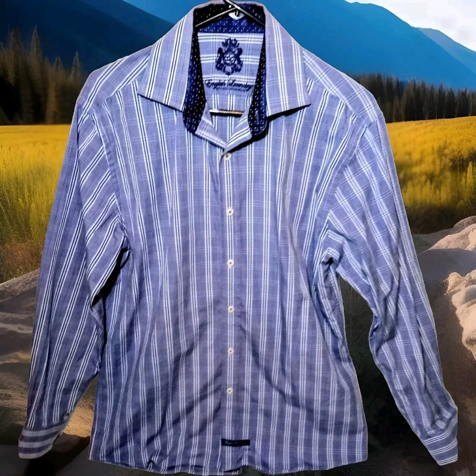 CAMISA HOMBRE "LAVANDERÍA INGLESA" MANGA LARGA 16 34/35 BLANCO AZUL ROJO RAYAS  Foto 1 de 4