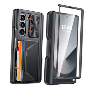 CENMASO for Samsung Galaxy Z & Wallet Card Fold 6 Case with S Pen Holder Black - Picture 1 of 7