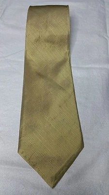 Corbata de hombre DONNA KARAN Signature dorada 100 % seda EE. UU. Foto 1 de 2