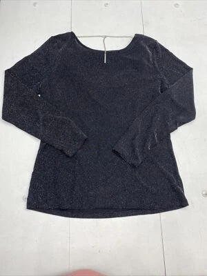 MICHAEL KORS Long-Sleeve BLACK/SILVER Sparkle Chain Cowl-Back Women Size XL New* - Imagem 1 de 4