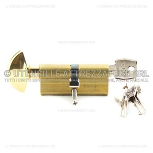 CILINDRO EUROPEO in OTTONE NATURALE AGB 600 con POMOLO e 3 CHIAVI - Foto 1 di 6