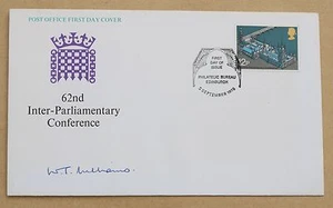 PARLAMENT 1975 ROYAL MAIL FDC SIGNIERT VOM POLITIKER SIR WILLIAM THOMAS WILLIAMS - Bild 1 von 2