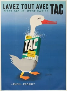Póster original vintage - Paul Colin - Lavez tout avec Tac - Polvo de lavado 1960 - Imagen 1 de 4