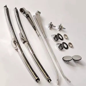 CLASSIC MINI STAINLESS STEEL WINDSCREEN WIPER ARMS BLADES TRIM KIT 10" Y11PGJ - Picture 1 of 3