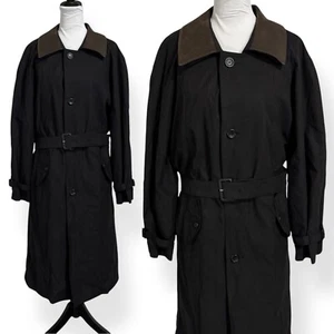 Trench lungo vintage Forest Club taglia 42 collo pelle morbido foderato conchiglia - Foto 1 di 16