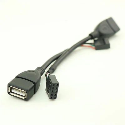 1x 10cm USB 2.0 A Female to Dupont 9 Pin Female Header Motherboard Adapter Cable - Image 1 of 4