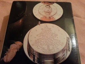 Albero di Natale Noel Holiday Godinger Sottobicchieri Placcati Argento Set 7 Pezzi Nuovo - Foto 1 di 4
