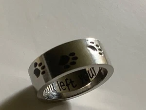 Stainless Steel Paw Prints "You Left Your Paw Prints" Ring Size 9 - Picture 1 of 8