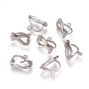 50pcs Stainless Steel Clip-on Earring Components Non-Pierced Ear Hoops - Picture 1 of 3