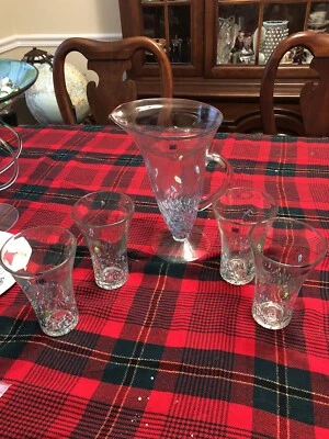 CRISTERÍA AMICI MEXICANA ~ JARRA DE CONFETI AZUL Y JUEGO DE 4 VASOS ~ NUEVO   Foto 1 de 4