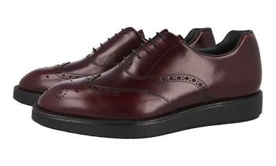 Zapatos de vestir PRADA Oxford Brogue de cuero Tenis Suela Borgoña - EE. UU. 6 UE 39 Foto 1 de 4