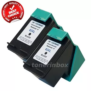 2pk 63XL Black Ink Cartridge for HP Deskjet 1110 1112 2130 2131 2132 2133 2134 - Picture 1 of 3