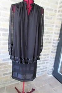 Vtg 80s  Black Cocktail Dress by Ranjy for Lily Simon Montreal Sz 6  (100% poly) - Bild 1 von 11