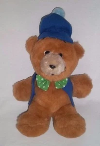ANIMAL FAIR 12" Peluche TED E BEAR che dormiva per Natale Vintage Teddy Fiocco Verde - Foto 1 di 4