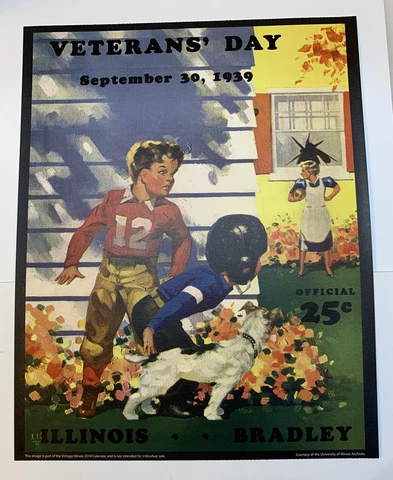 Illinois Fighting Illini v Bradley Football 1939 Program Poster Print 14” x 11” Cover