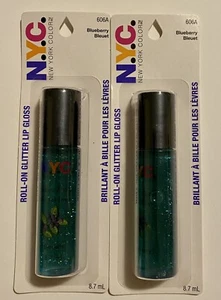 Lot of 2 NEW NYC New York Color Roll-On Glitter Lip Gloss 606A Blueberry Bleuet - Picture 1 of 9