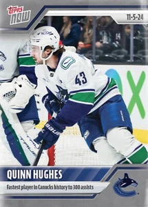2024-25 TOPPS NOW NHL STICKER VANCOUVER CANUCKS QUINN HUGHES #28 300 ASSISTS - Picture 1 of 1
