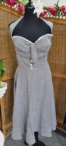 1950's Style Black & White Gingham Halter neck Dress PLUS SIZE BNWT FROM SHEEN - Picture 1 of 4