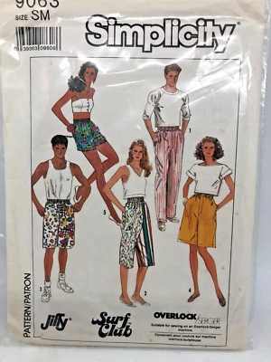 Vintage Simplicity Jiffy Surf Club Pattern 9063 Unisex Small Tops Shorts Pants - Image 1 of 3