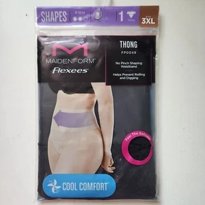 Maidenform Flexees Cool Comfort Womens Thong Shapewear 3XL Firm Control Black - Picture 1 of 7