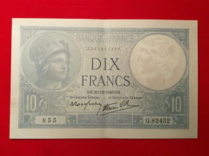 Billet 10 Fr Minerve du 26-12-1940 Fay 7/25 Alph. Q.82452 SPL / AUNC !! - Imagen 1 de 2