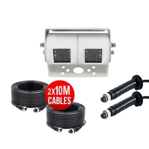 4 PIN Dual Head Rear View Reversing Cameras + 2x 10m 4 PIN Video Cable For Truck - Picture 1 of 20