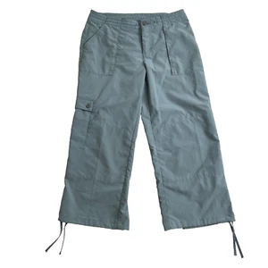 Patagonia Cargo Capri Pants Women 4 Gray Blue Straight Leg Tie Lightweight - Picture 1 of 16