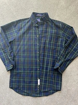 Pendleton 100% Lana Virgen Camisa Chaqueta Botón Frontal Cuadros Azul Verde M Larga Foto 1 de 4