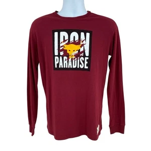 Under Armour Youth Knit T-Shirt Burgundy Size XL Loose Iron Paradise Long Sleeve - Picture 1 of 14
