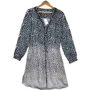 Nuevo con etiquetas Vestido Banana Republic Talla 14 Estampado Jirafa Negro Blanco Ombre Manga Larga - Imagen 1 de 10