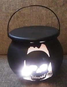 Halloween LED Witch Cauldron 9.25” Battery Operated Light Up Ominous Scary Skull - Picture 1 of 8