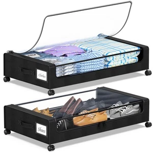 Under Bed Storage with Wheels, 2-Pack Under the Bed Storage Containers with C... - Picture 1 of 7