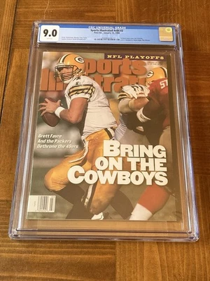Brett Favre Sports Illustrated CGC 9.0 Blanco (1st Favre SI Cubierta - 1996) + Imán Foto 1 de 4
