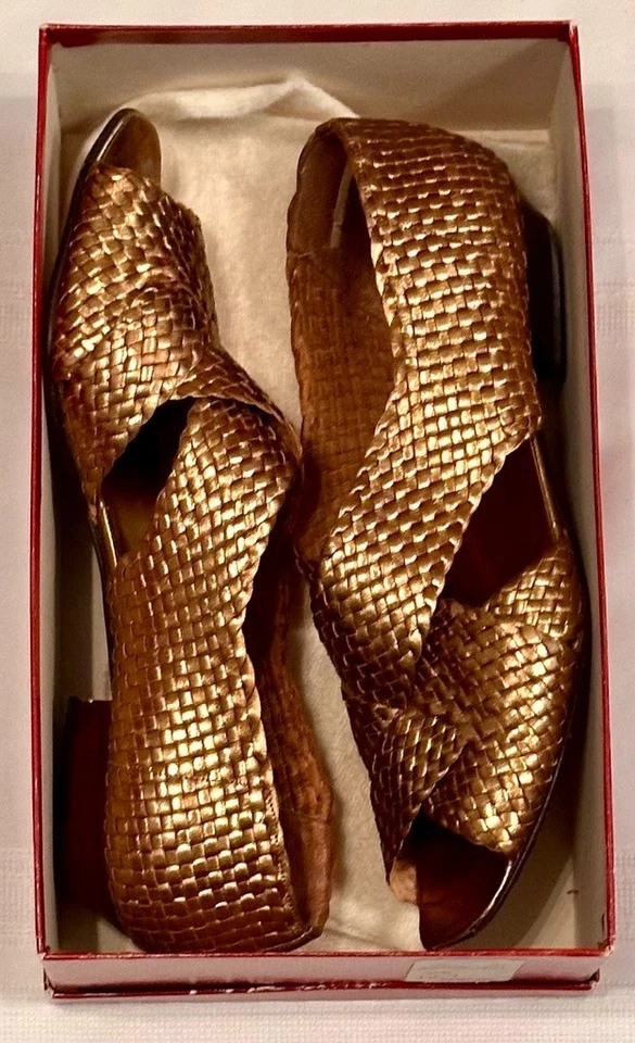 Petra Firenze 锡织皮革凉鞋 (8.5N) 青铜 Met 编织 — 第 1/4 张图片