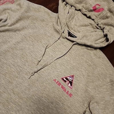 Airwalk Neon Pink Running Man Doodles Double Sided Graphic Hooded Sweatshirt L - Image 1 of 4