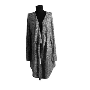 OneWorld Size 2X Womens Cardigan Sweater Open Front Gray Black Chevron Knit - Picture 1 of 10