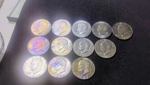Twelve Eisenhower Silver Dollars No Mint Mark Highly Detailed 1971, 1974 & 1977 - Picture 1 of 22