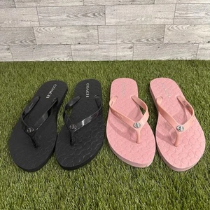 Coach Abigail Flip Flop Sandals Sz 10B Black & Pink Classy Beach Pool Dorm NWOB - Picture 1 of 12