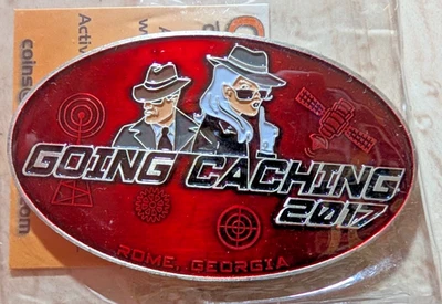 2017 Going Caching - Spy Games  New Unactivated PATRON Geocoin - Image 1 of 2