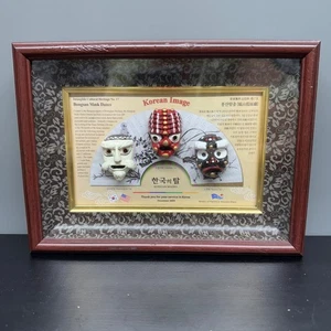 Korean Traditional Mask Image Yang-ban, Imae, Bunae Wood Frame Theatre 3D 9x6.5” - Picture 1 of 6