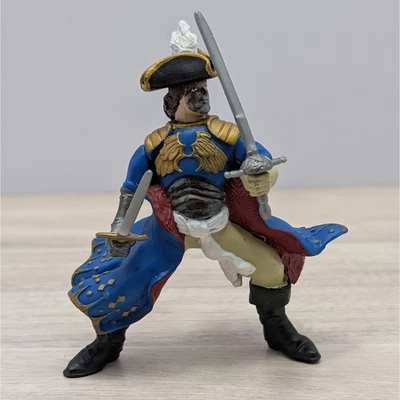 Papo Pirate Captain Dual Swords 2005 Abrigo Azul Tricornio Sombrero Figura Corsario PVC Foto 1 de 3