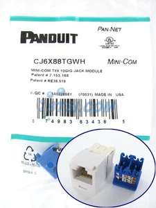 Panduit CJ6X88TGWH Cat6a 10 Gig Mini-Com Jack, White ~STSI - Picture 1 of 3
