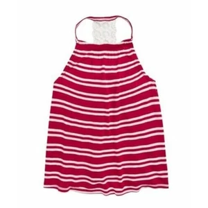 Tucker + Tate Girls Paradise Lace Back Tank Red Beetroot Double Stripe L(10/12) - Picture 1 of 3