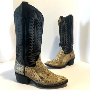 Cowtown Herren Rückenschnitt Python Westernstiefel Größe 7D Stil W808 Cowboy Schlangenleder - Bild 1 von 14