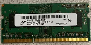 Lot of 2 Micron 2GB 1RX8 PC3-10600S-9-11-B2 Laptop Memory MT8JTF25664HZ-1G4M1 - Picture 1 of 1