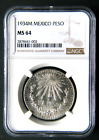 1934 M Mexico Silver Peso NGC MS 64