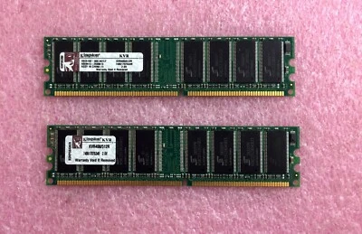 2 X 512MB KINGSTON DDR400 PC3200 NON-ECC MEMORY RAM KVR400/512R - 1GB TOTAL - Image 1 of 2