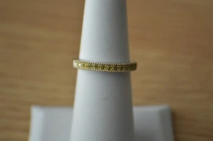 0.10ct Yellow Diamond Band Ring Rhodium Plated over Sterling Silver Size 5 - Picture 1 of 12