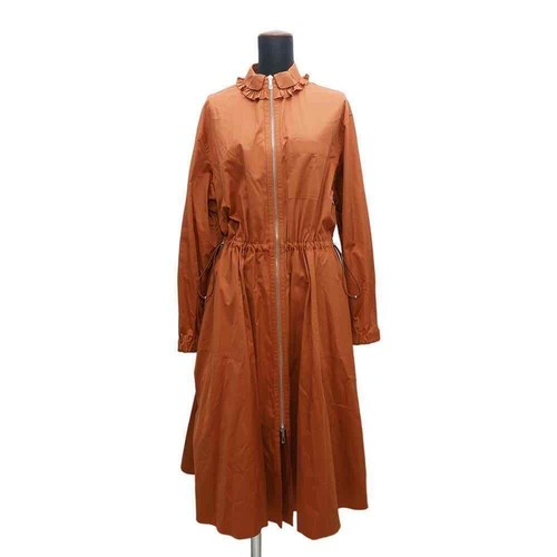 HERMÈS Abito HERMES Frill Zip Elasticizzato Taglia 38 Cotone100% Arancione Canyon